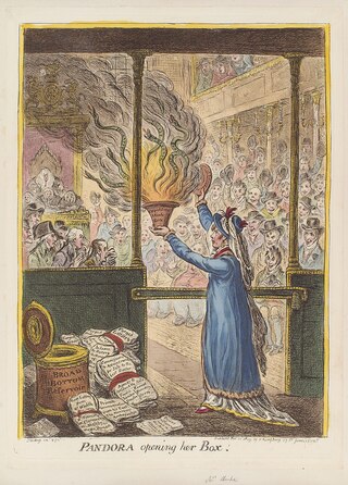 Pandora opening her box by James Gillray