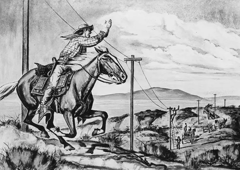 Pony Express Rider and Telegraph Line